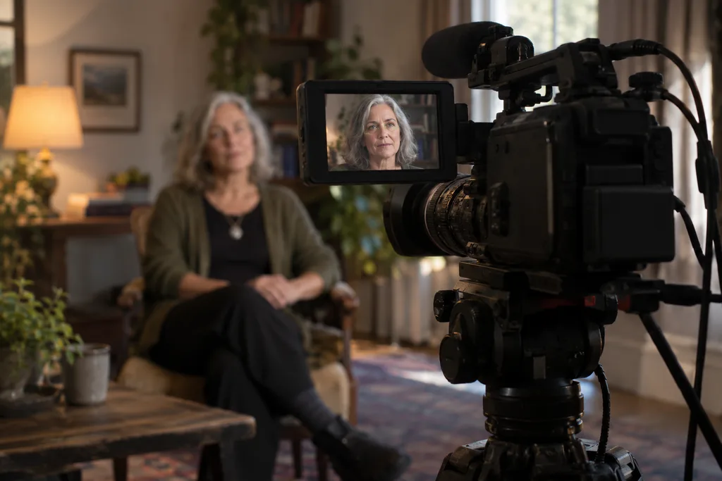 Manual focus and focus peaking used for a locked-off interview shot